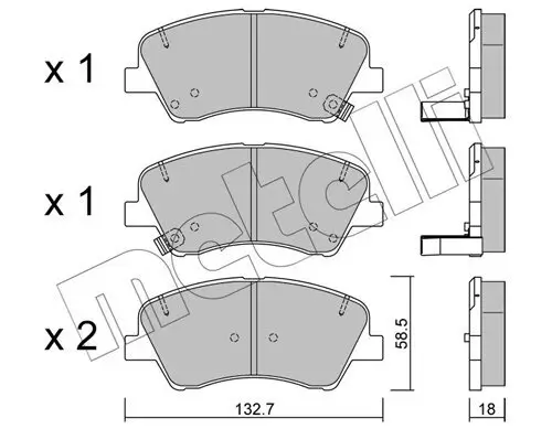 Bremsbelagsatz, Scheibenbremse Vorderachse METELLI 22-1167-0 Bild Bremsbelagsatz, Scheibenbremse Vorderachse METELLI 22-1167-0