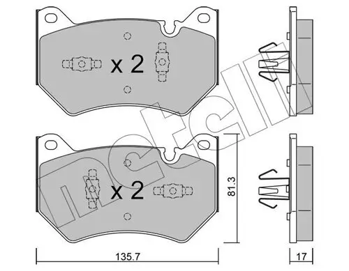 Bremsbelagsatz, Scheibenbremse Vorderachse METELLI 22-1170-1