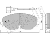Bremsbelagsatz, Scheibenbremse Vorderachse METELLI 22-1171-0K