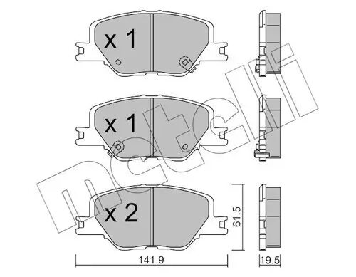 Bremsbelagsatz, Scheibenbremse Vorderachse METELLI 22-1177-0 Bild Bremsbelagsatz, Scheibenbremse Vorderachse METELLI 22-1177-0