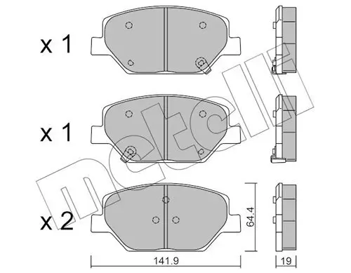Bremsbelagsatz, Scheibenbremse Vorderachse METELLI 22-1178-0 Bild Bremsbelagsatz, Scheibenbremse Vorderachse METELLI 22-1178-0