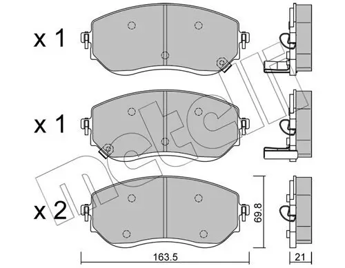 Bremsbelagsatz, Scheibenbremse Vorderachse METELLI 22-1191-0