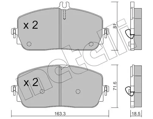 Bremsbelagsatz, Scheibenbremse Vorderachse METELLI 22-1194-0 Bild Bremsbelagsatz, Scheibenbremse Vorderachse METELLI 22-1194-0