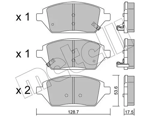 Bremsbelagsatz, Scheibenbremse Vorderachse METELLI 22-1211-0 Bild Bremsbelagsatz, Scheibenbremse Vorderachse METELLI 22-1211-0