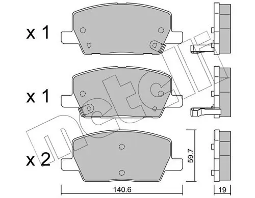 Bremsbelagsatz, Scheibenbremse Vorderachse METELLI 22-1212-0 Bild Bremsbelagsatz, Scheibenbremse Vorderachse METELLI 22-1212-0