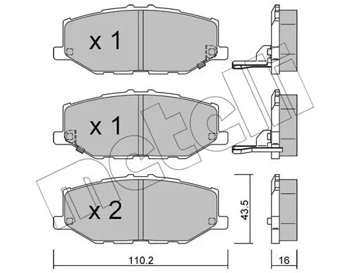 Bremsbelagsatz, Scheibenbremse Vorderachse METELLI 22-1215-0 Bild Bremsbelagsatz, Scheibenbremse Vorderachse METELLI 22-1215-0