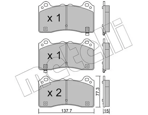 Bremsbelagsatz, Scheibenbremse Vorderachse METELLI 22-1220-0 Bild Bremsbelagsatz, Scheibenbremse Vorderachse METELLI 22-1220-0