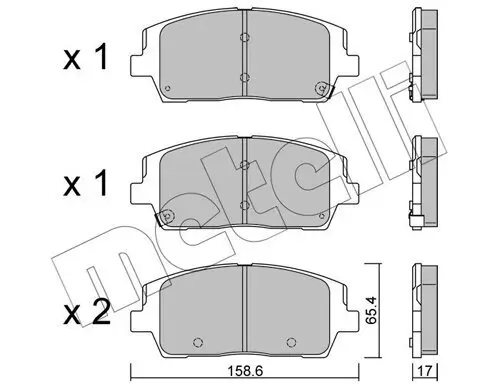 Bremsbelagsatz, Scheibenbremse Vorderachse METELLI 22-1244-0 Bild Bremsbelagsatz, Scheibenbremse Vorderachse METELLI 22-1244-0