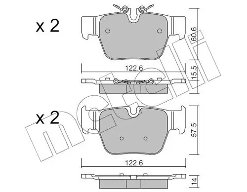 Bremsbelagsatz, Scheibenbremse Hinterachse METELLI 22-1267-0 Bild Bremsbelagsatz, Scheibenbremse Hinterachse METELLI 22-1267-0
