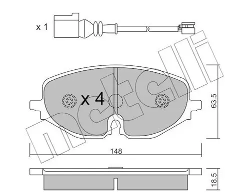 Bremsbelagsatz, Scheibenbremse Vorderachse METELLI 22-1280-0 Bild Bremsbelagsatz, Scheibenbremse Vorderachse METELLI 22-1280-0