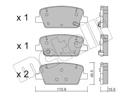Bremsbelagsatz, Scheibenbremse Hinterachse METELLI 22-1283-0 Bild Bremsbelagsatz, Scheibenbremse Hinterachse METELLI 22-1283-0