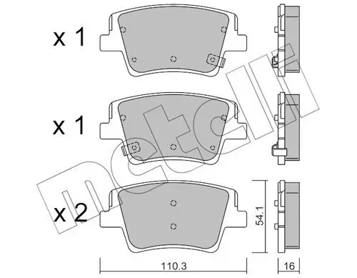 Bremsbelagsatz, Scheibenbremse Hinterachse METELLI 22-1284-0 Bild Bremsbelagsatz, Scheibenbremse Hinterachse METELLI 22-1284-0