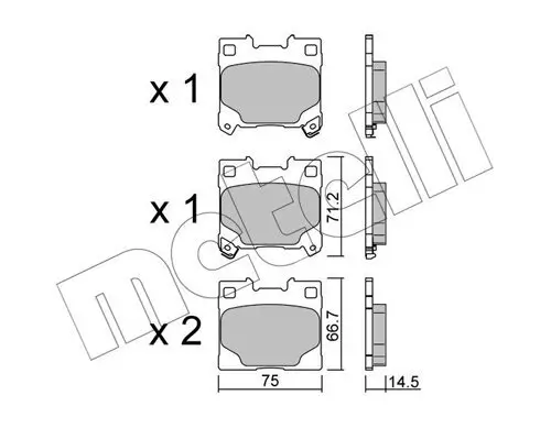 Bremsbelagsatz, Scheibenbremse Hinterachse METELLI 22-1289-0 Bild Bremsbelagsatz, Scheibenbremse Hinterachse METELLI 22-1289-0