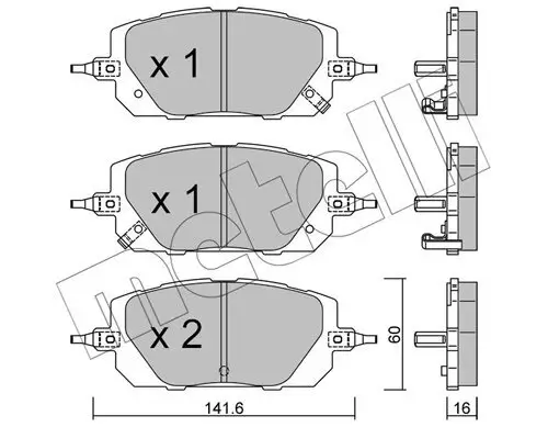 Bremsbelagsatz, Scheibenbremse Vorderachse METELLI 22-1295-0