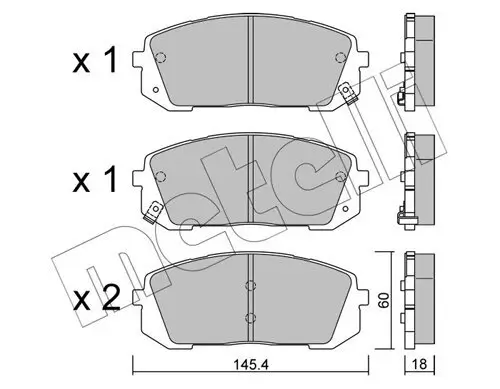 Bremsbelagsatz, Scheibenbremse Vorderachse METELLI 22-1298-0 Bild Bremsbelagsatz, Scheibenbremse Vorderachse METELLI 22-1298-0