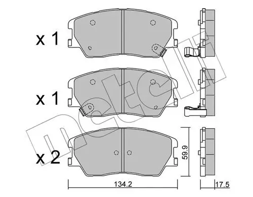 Bremsbelagsatz, Scheibenbremse Vorderachse METELLI 22-1305-0 Bild Bremsbelagsatz, Scheibenbremse Vorderachse METELLI 22-1305-0