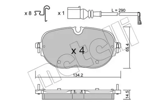 Bremsbelagsatz, Scheibenbremse Vorderachse METELLI 22-1318-0 Bild Bremsbelagsatz, Scheibenbremse Vorderachse METELLI 22-1318-0