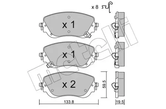 Bremsbelagsatz, Scheibenbremse Vorderachse METELLI 22-1325-0 Bild Bremsbelagsatz, Scheibenbremse Vorderachse METELLI 22-1325-0
