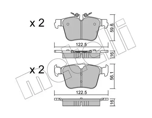 Bremsbelagsatz, Scheibenbremse Hinterachse METELLI 22-1329-0