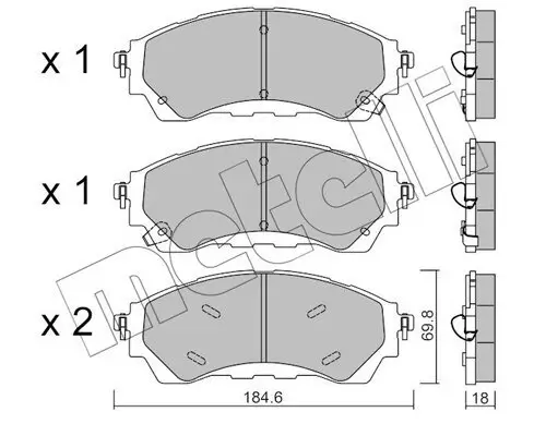 Bremsbelagsatz, Scheibenbremse Vorderachse METELLI 22-1343-1 Bild Bremsbelagsatz, Scheibenbremse Vorderachse METELLI 22-1343-1