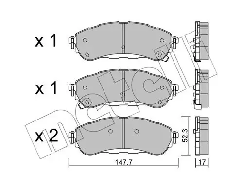 Bremsbelagsatz, Scheibenbremse Hinterachse METELLI 22-1344-0 Bild Bremsbelagsatz, Scheibenbremse Hinterachse METELLI 22-1344-0