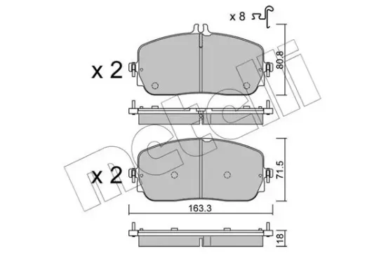 Bremsbelagsatz, Scheibenbremse Vorderachse METELLI 22-1357-0 Bild Bremsbelagsatz, Scheibenbremse Vorderachse METELLI 22-1357-0