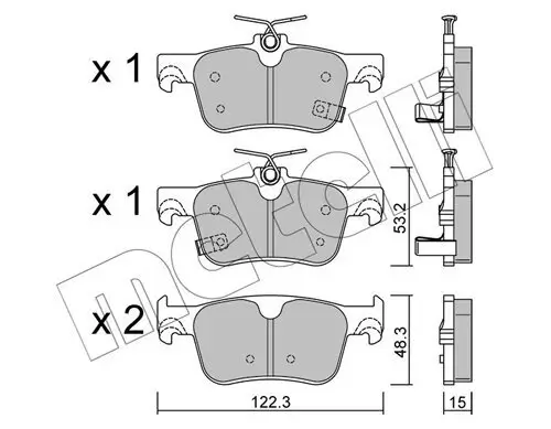 Bremsbelagsatz, Scheibenbremse Hinterachse METELLI 22-1363-0 Bild Bremsbelagsatz, Scheibenbremse Hinterachse METELLI 22-1363-0