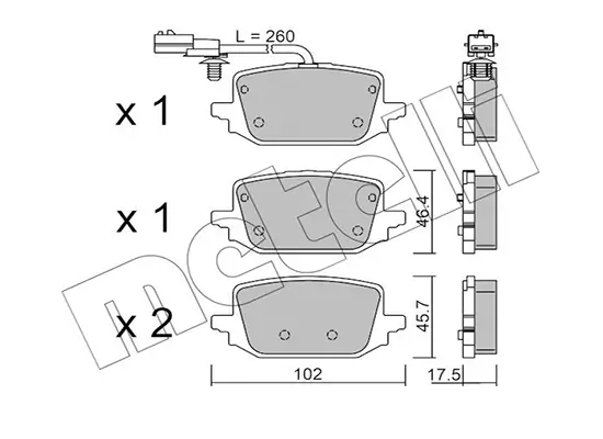 Bremsbelagsatz, Scheibenbremse Hinterachse METELLI 22-1366-1 Bild Bremsbelagsatz, Scheibenbremse Hinterachse METELLI 22-1366-1