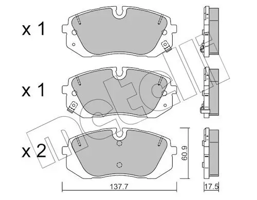 Bremsbelagsatz, Scheibenbremse Vorderachse METELLI 22-1370-0 Bild Bremsbelagsatz, Scheibenbremse Vorderachse METELLI 22-1370-0