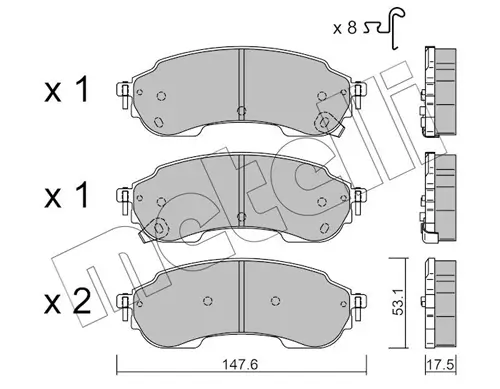 Bremsbelagsatz, Scheibenbremse Hinterachse METELLI 22-1375-0 Bild Bremsbelagsatz, Scheibenbremse Hinterachse METELLI 22-1375-0