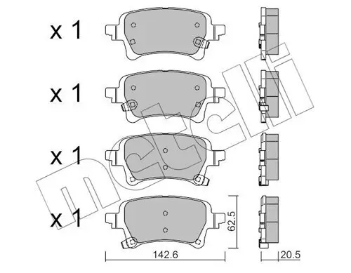 Bremsbelagsatz, Scheibenbremse Hinterachse METELLI 22-1376-0 Bild Bremsbelagsatz, Scheibenbremse Hinterachse METELLI 22-1376-0