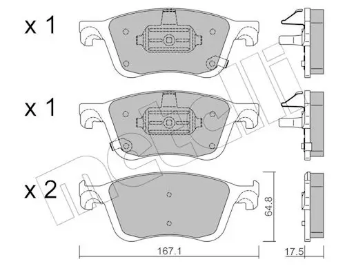 Bremsbelagsatz, Scheibenbremse Vorderachse METELLI 22-1382-0 Bild Bremsbelagsatz, Scheibenbremse Vorderachse METELLI 22-1382-0