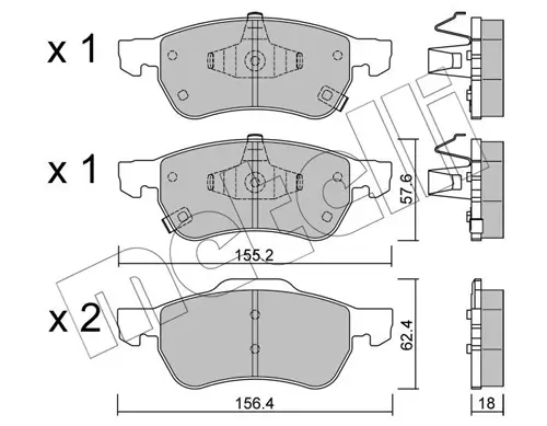 Bremsbelagsatz, Scheibenbremse Vorderachse METELLI 22-1408-0
