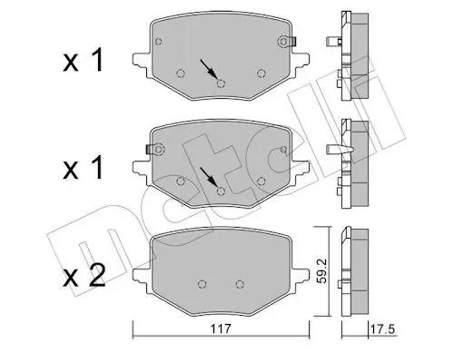 Bremsbelagsatz, Scheibenbremse Hinterachse METELLI 22-1409-0 Bild Bremsbelagsatz, Scheibenbremse Hinterachse METELLI 22-1409-0