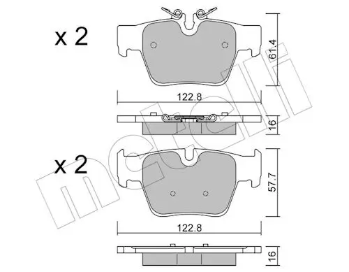 Bremsbelagsatz, Scheibenbremse Hinterachse METELLI 22-1424-0 Bild Bremsbelagsatz, Scheibenbremse Hinterachse METELLI 22-1424-0