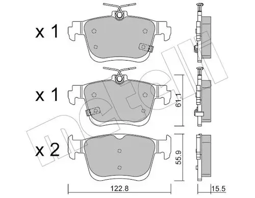 Bremsbelagsatz, Scheibenbremse Hinterachse METELLI 22-1442-0