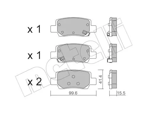 Bremsbelagsatz, Scheibenbremse Hinterachse METELLI 22-1458-0 Bild Bremsbelagsatz, Scheibenbremse Hinterachse METELLI 22-1458-0