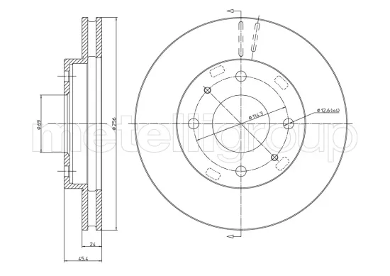 Bremsscheibe Vorderachse METELLI 23-0461C Bild Bremsscheibe Vorderachse METELLI 23-0461C