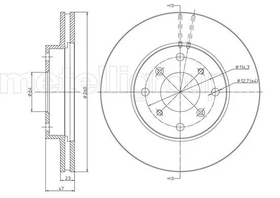 Bremsscheibe Vorderachse METELLI 23-0650 Bild Bremsscheibe Vorderachse METELLI 23-0650