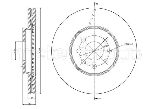 Bremsscheibe Vorderachse METELLI 23-0825C Bild Bremsscheibe Vorderachse METELLI 23-0825C