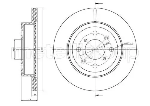 Bremsscheibe Vorderachse METELLI 23-0839C Bild Bremsscheibe Vorderachse METELLI 23-0839C