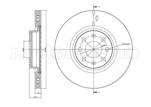 Bremsscheibe Vorderachse METELLI 23-0859C Bild Bremsscheibe Vorderachse METELLI 23-0859C