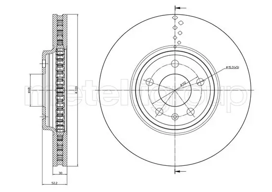 Bremsscheibe Vorderachse METELLI 23-1031C