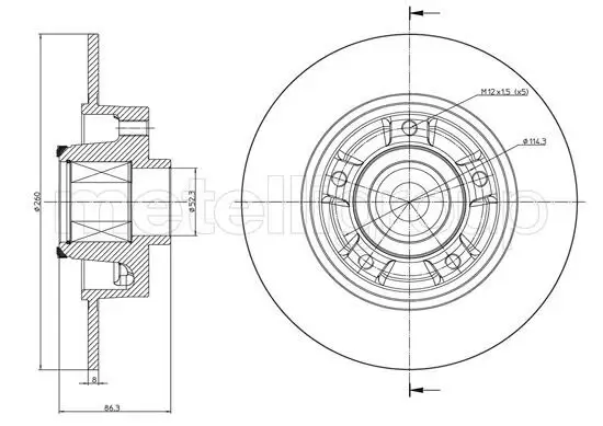 Bremsscheibe Hinterachse METELLI 23-1095 Bild Bremsscheibe Hinterachse METELLI 23-1095