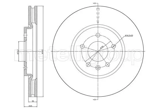 Bremsscheibe Vorderachse METELLI 23-1436C Bild Bremsscheibe Vorderachse METELLI 23-1436C