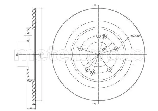 Bremsscheibe Hinterachse METELLI 23-1441C Bild Bremsscheibe Hinterachse METELLI 23-1441C