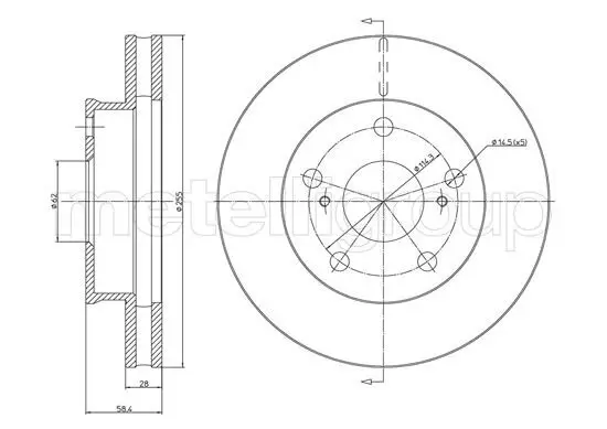 Bremsscheibe Vorderachse METELLI 23-1481C Bild Bremsscheibe Vorderachse METELLI 23-1481C