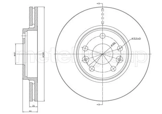 Bremsscheibe Vorderachse METELLI 23-1563C Bild Bremsscheibe Vorderachse METELLI 23-1563C