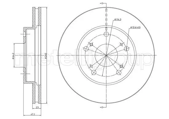 Bremsscheibe Vorderachse METELLI 23-1635C Bild Bremsscheibe Vorderachse METELLI 23-1635C
