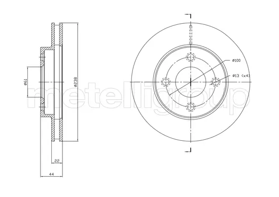 Bremsscheibe Vorderachse METELLI 23-1808C Bild Bremsscheibe Vorderachse METELLI 23-1808C
